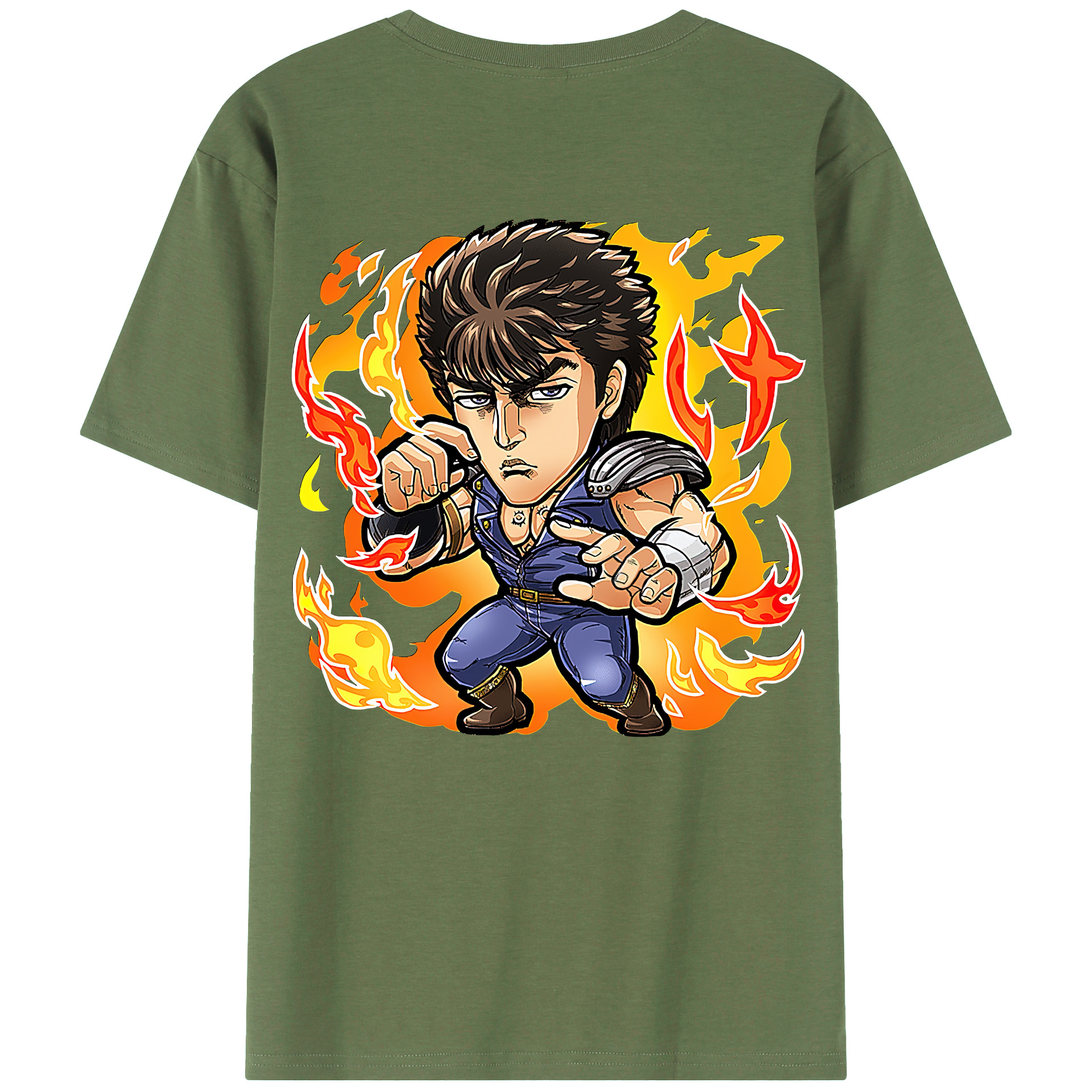 （画像用） 北斗の拳 Fist of the North Star 綿100％ メンズ半袖Tシャツ（バックプリント） 通気性